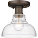 Carver 1 Light 8 inch Rubbed Bronze Flush Mount Ceiling Light